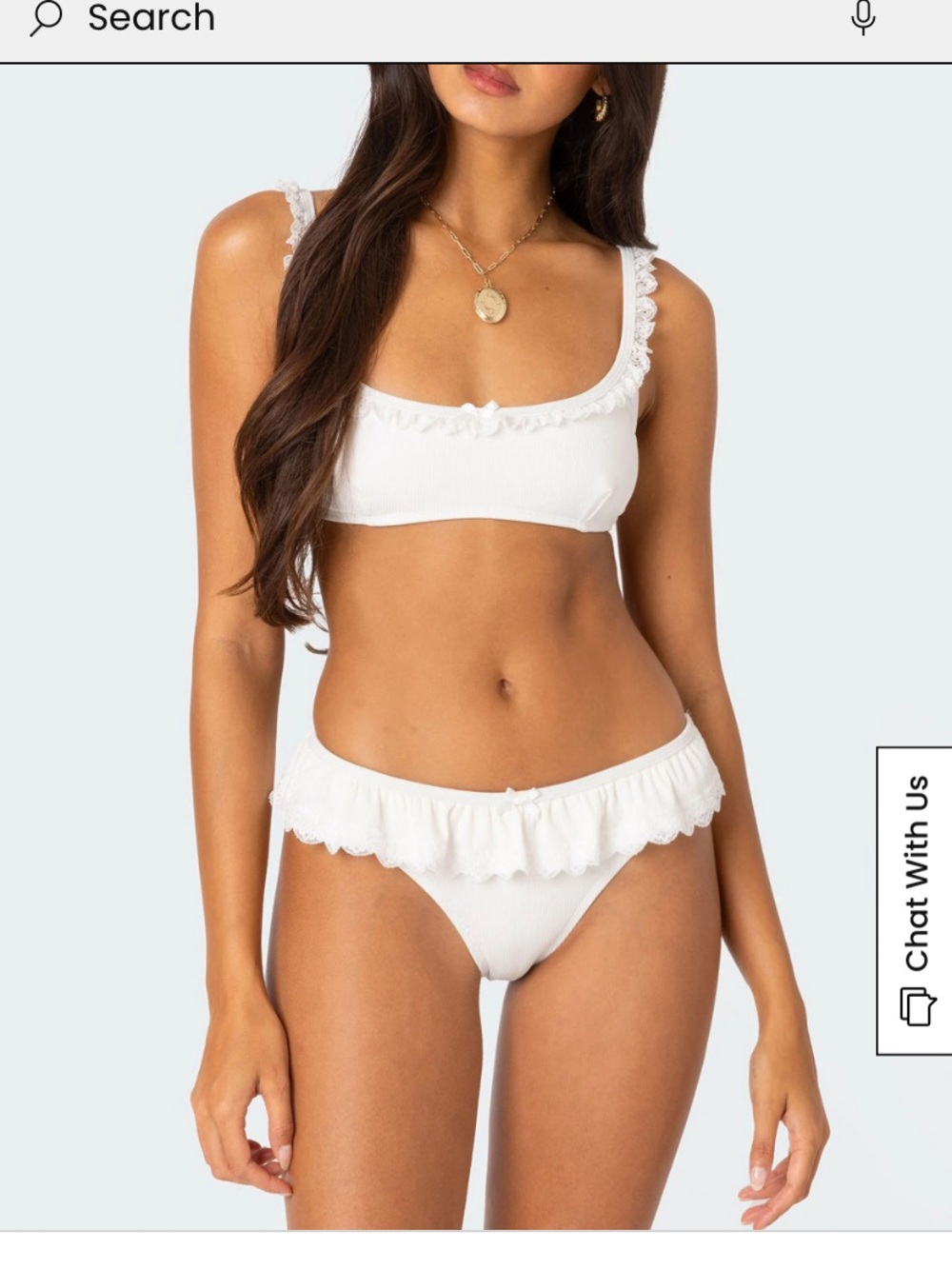 Edikted White Ruffle Bikini Set